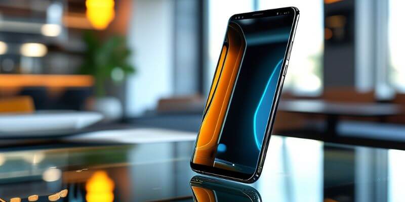 smartphone em cima de uma mesa de vidro
